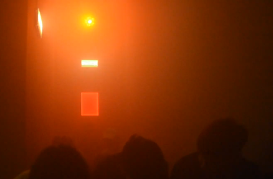 Evacuation through a smoke-filled room